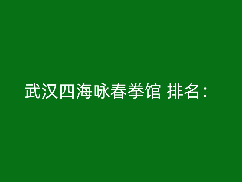 武汉四海咏春拳馆 排名：