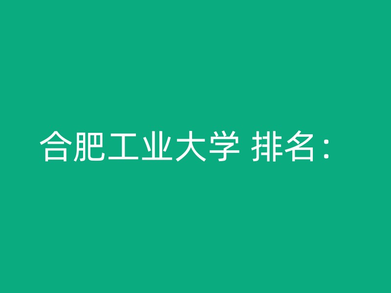 合肥工业大学 排名：