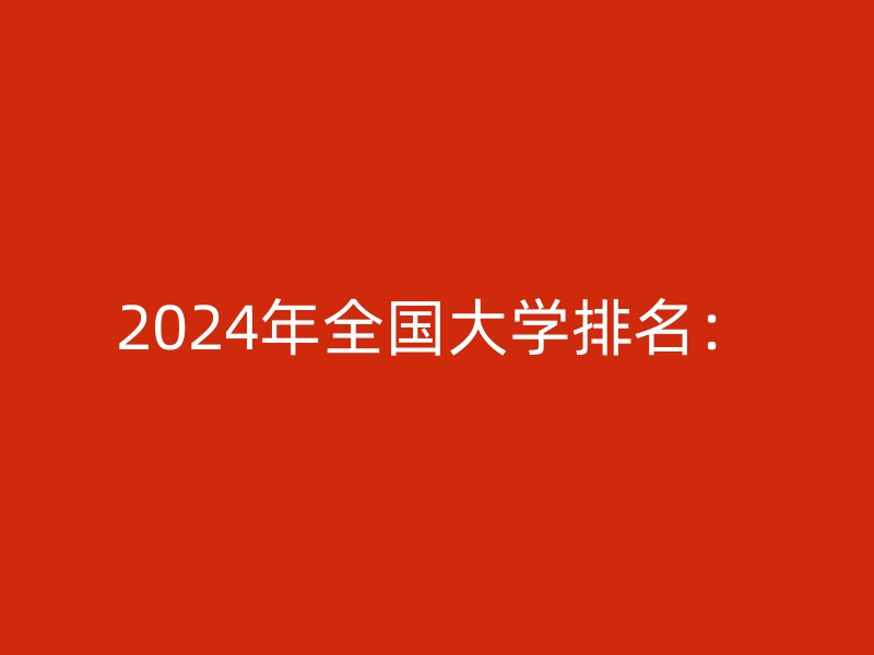 2024年全国大学排名：