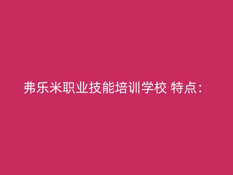 弗乐米职业技能培训学校 特点：