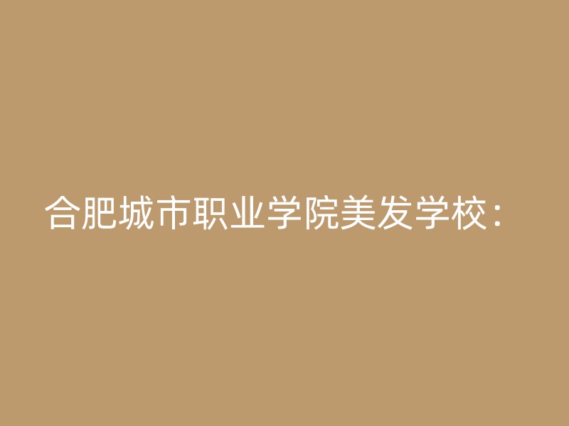 合肥城市职业学院美发学校：