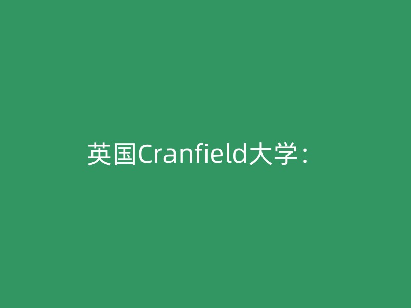 英国Cranfield大学：