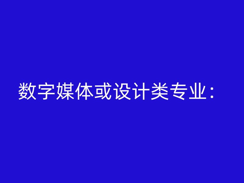 数字媒体或设计类专业：