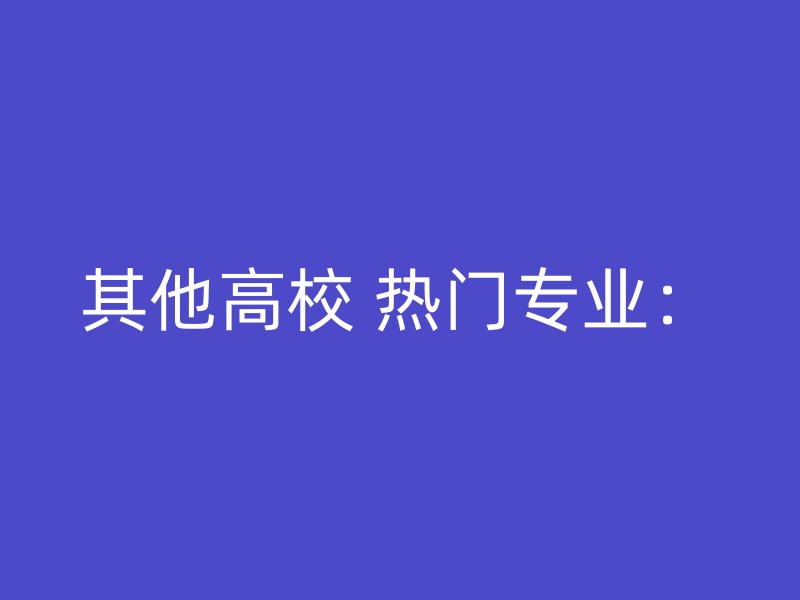 其他高校 热门专业：