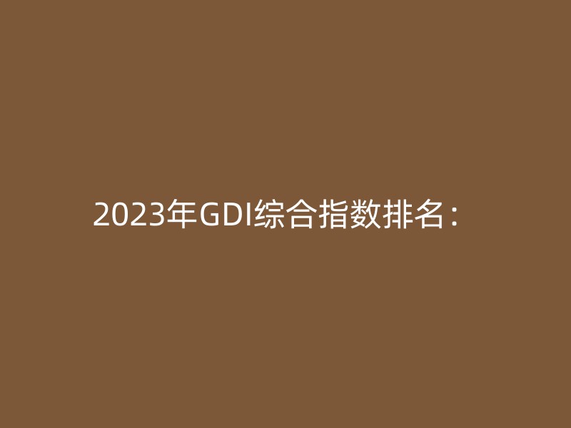 2023年GDI综合指数排名：