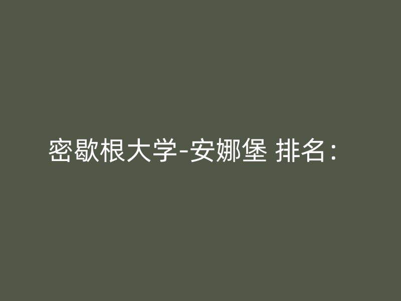 密歇根大学-安娜堡 排名：