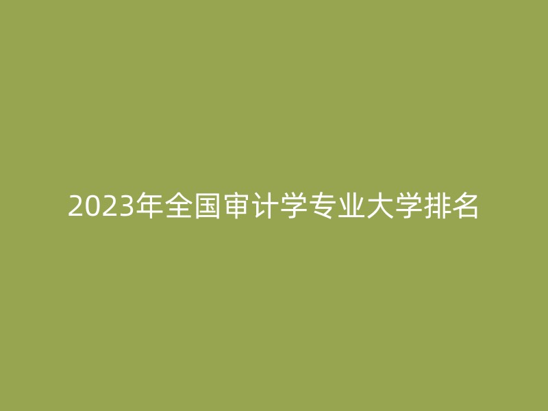 2023年全国审计学专业大学排名