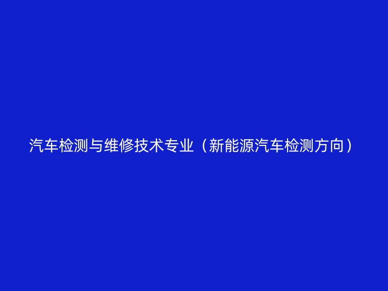 汽车检测与维修技术专业（新能源汽车检测方向）