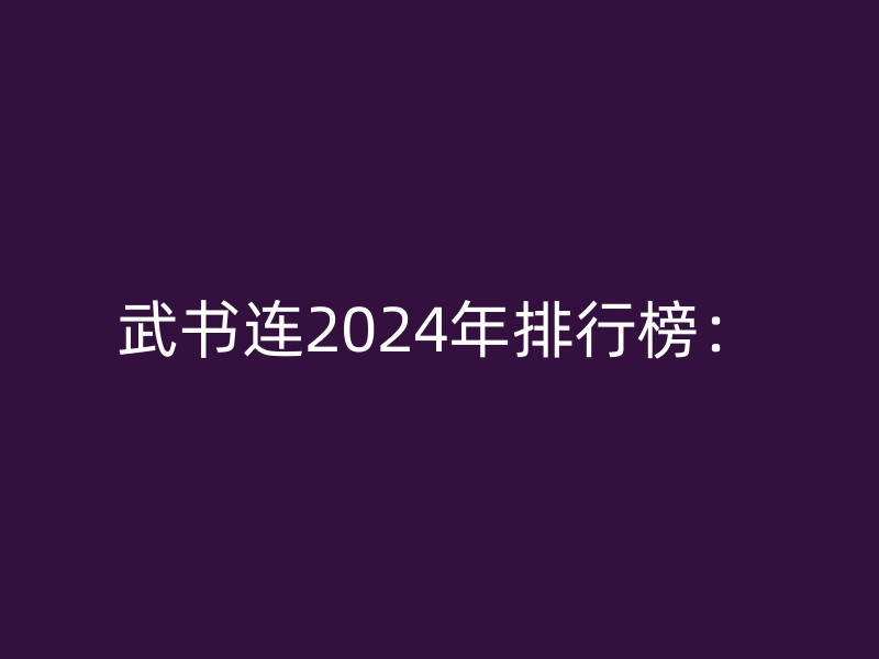 武书连2024年排行榜：