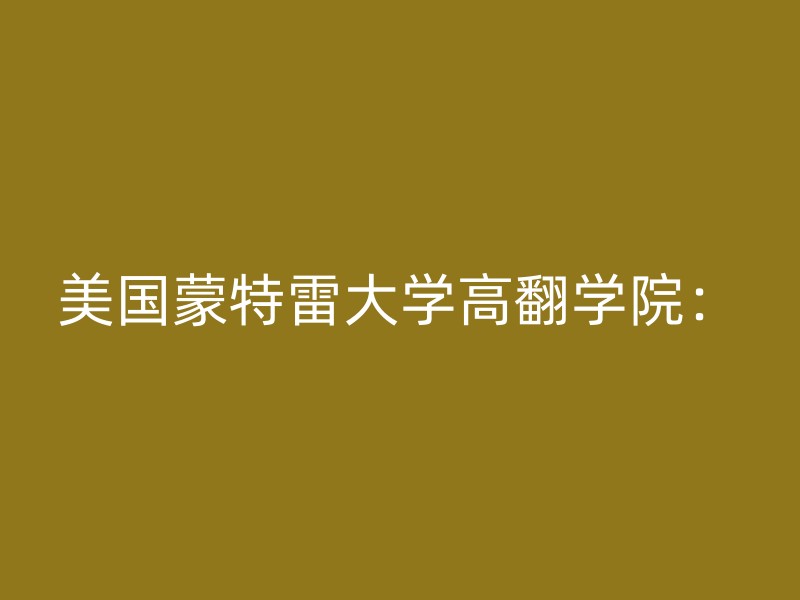 美国蒙特雷大学高翻学院：