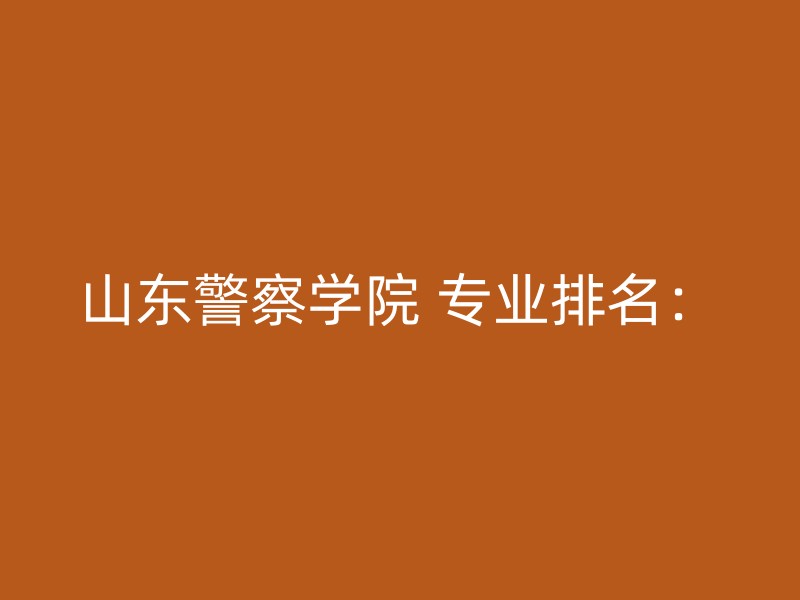 山东警察学院 专业排名：