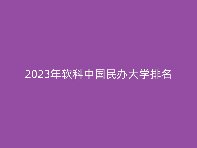 2023年软科中国民办大学排名