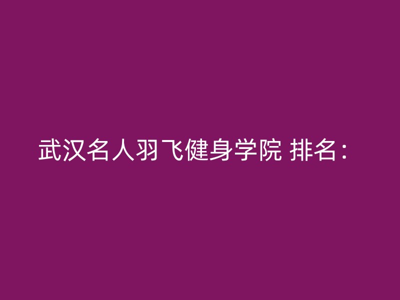 武汉名人羽飞健身学院 排名：