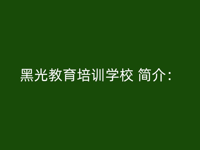 黑光教育培训学校 简介：