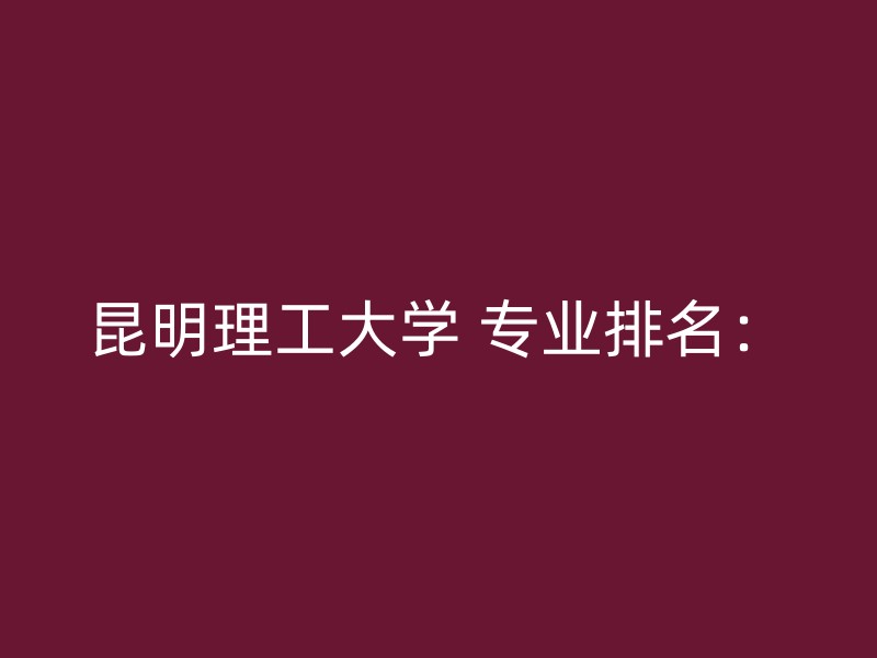 昆明理工大学 专业排名：