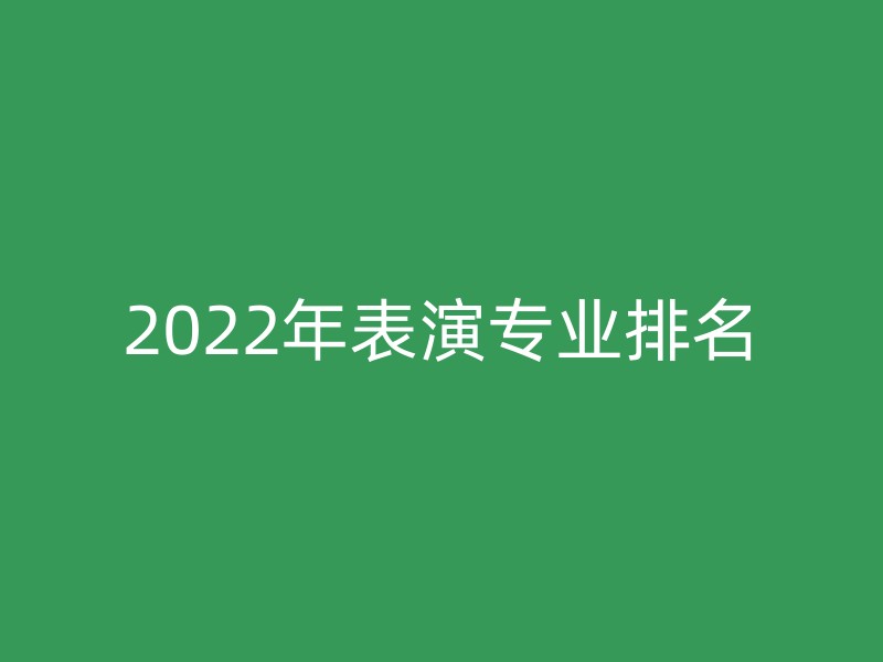 2022年表演专业排名