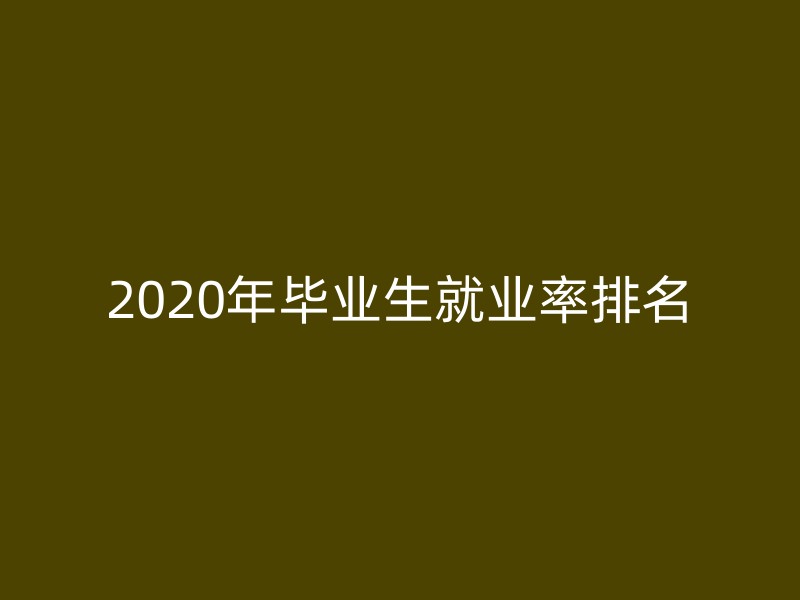 2020年毕业生就业率排名