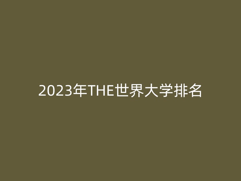 2023年THE世界大学排名