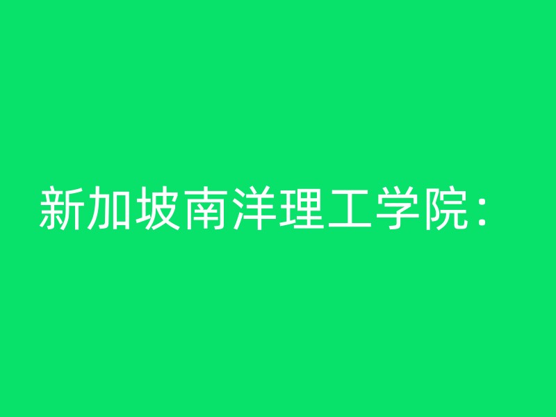 新加坡南洋理工学院：