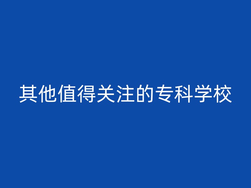 其他值得关注的专科学校