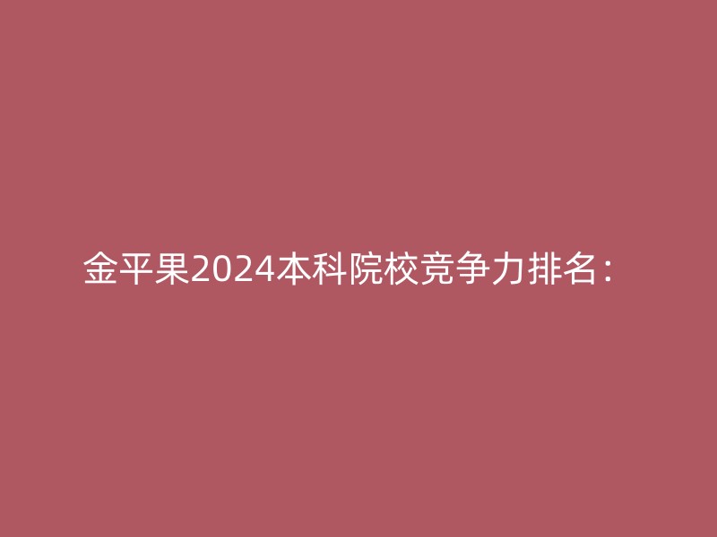 金平果2024本科院校竞争力排名：