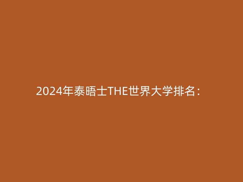 2024年泰晤士THE世界大学排名：