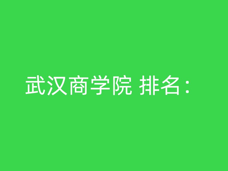 武汉商学院 排名：