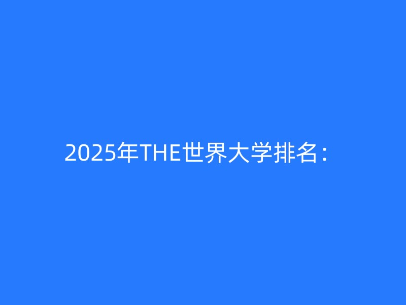 2025年THE世界大学排名：