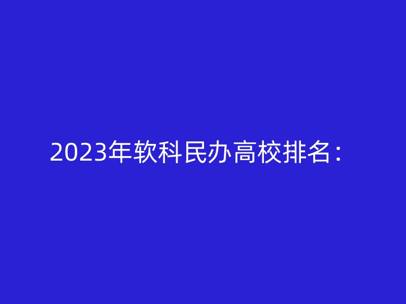 2023年软科民办高校排名：