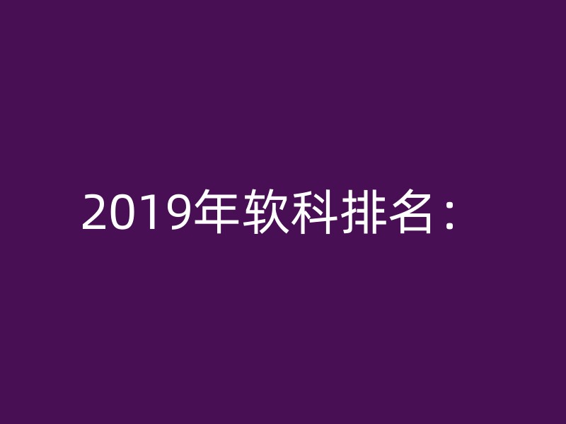 2019年软科排名：