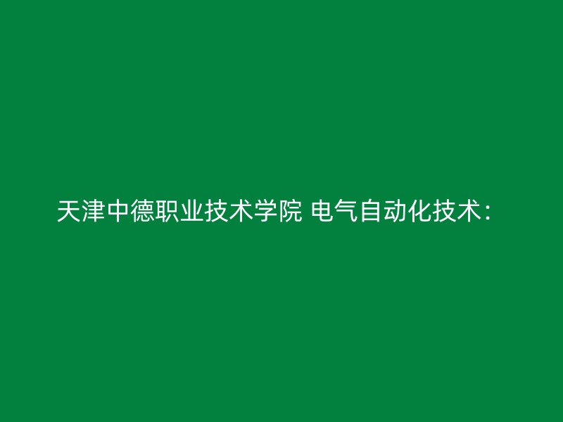 天津中德职业技术学院 电气自动化技术：