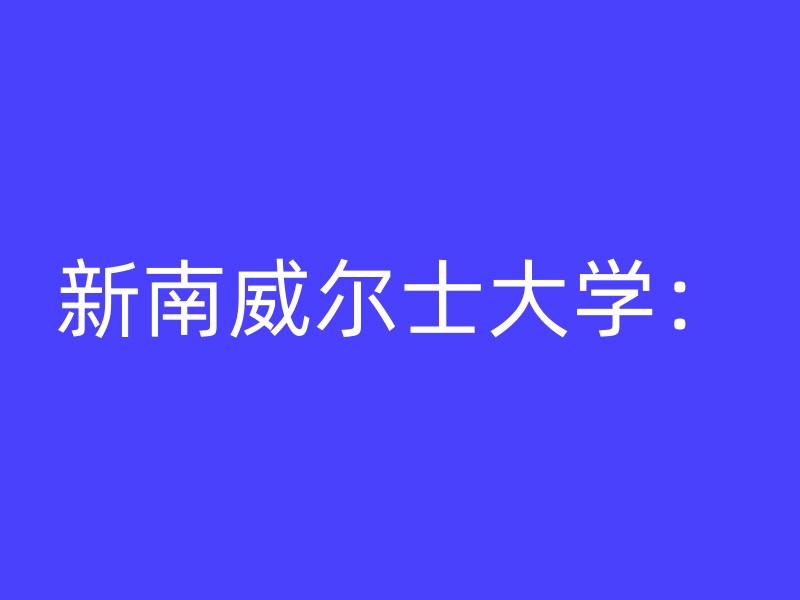 新南威尔士大学：