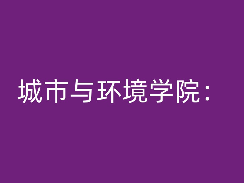 城市与环境学院：