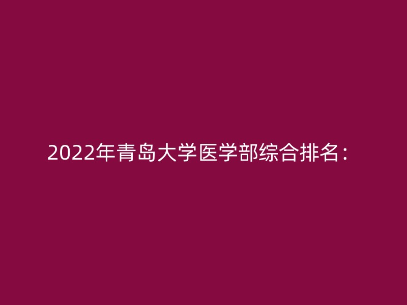 2022年青岛大学医学部综合排名：