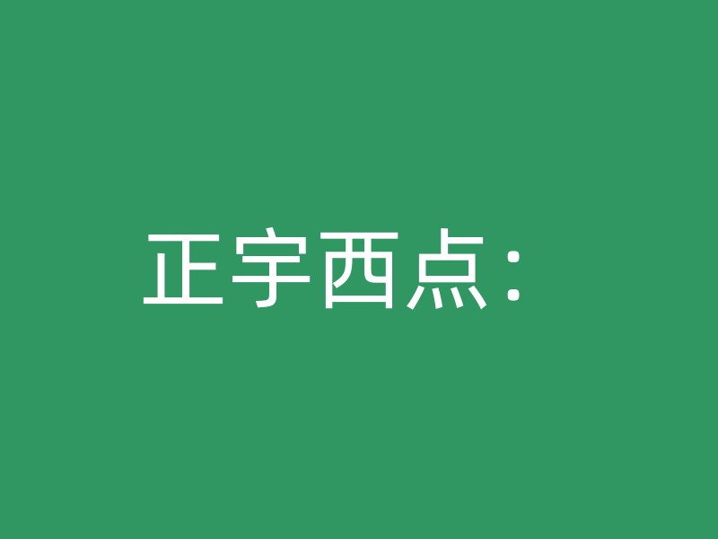 正宇西点：