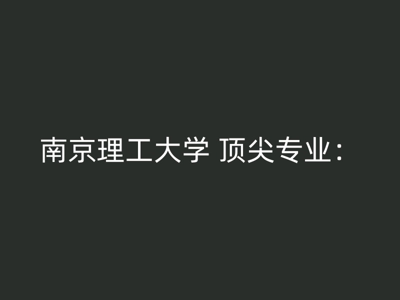 南京理工大学 顶尖专业：