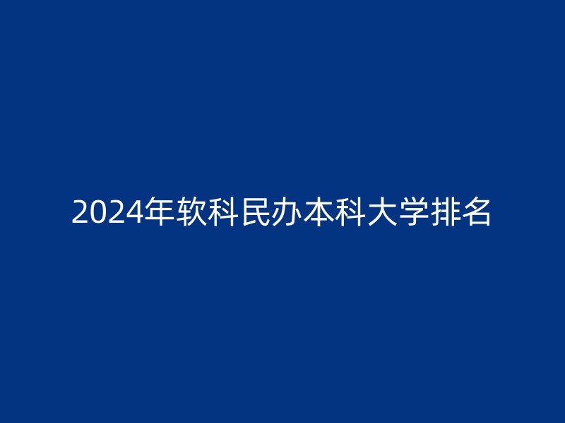 2024年软科民办本科大学排名