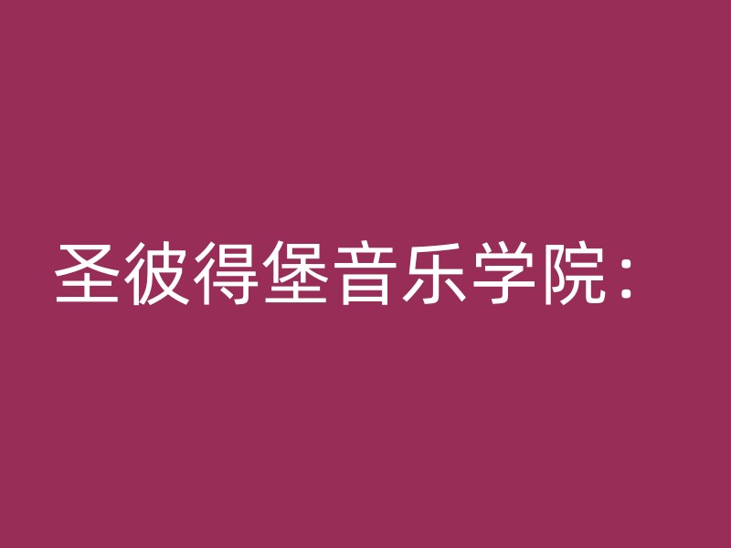 圣彼得堡音乐学院：