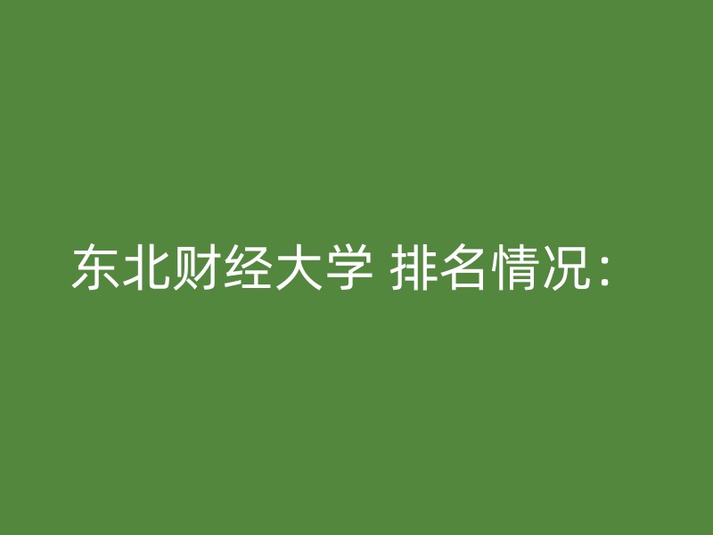 东北财经大学 排名情况：