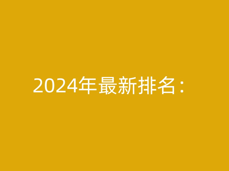 2024年最新排名：