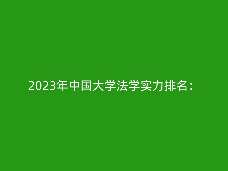 2023年中国大学法学实力排名：