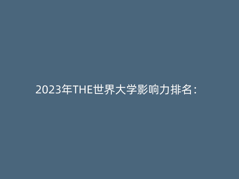 2023年THE世界大学影响力排名：