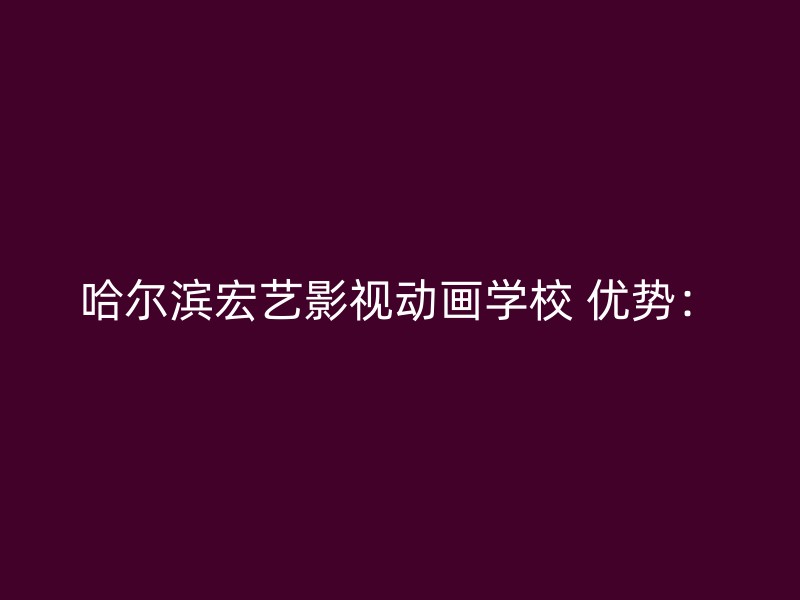 哈尔滨宏艺影视动画学校 优势：