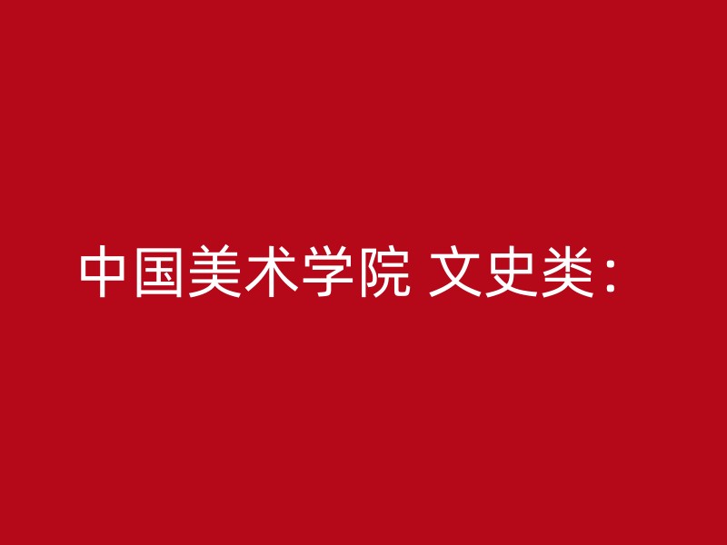 中国美术学院 文史类：