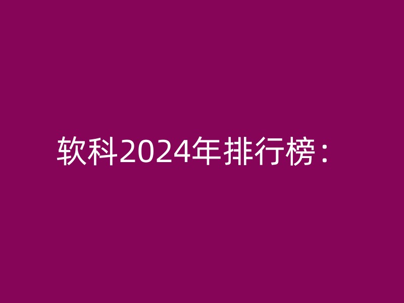 软科2024年排行榜：