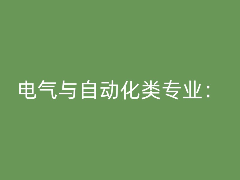 电气与自动化类专业：