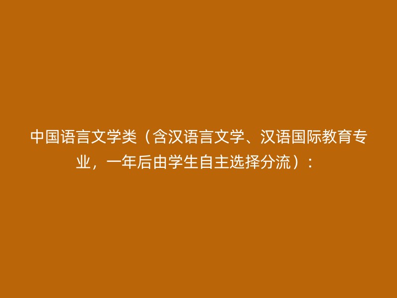 中国语言文学类（含汉语言文学、汉语国际教育专业，一年后由学生自主选择分流）：