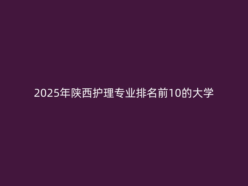 2025年陕西护理专业排名前10的大学