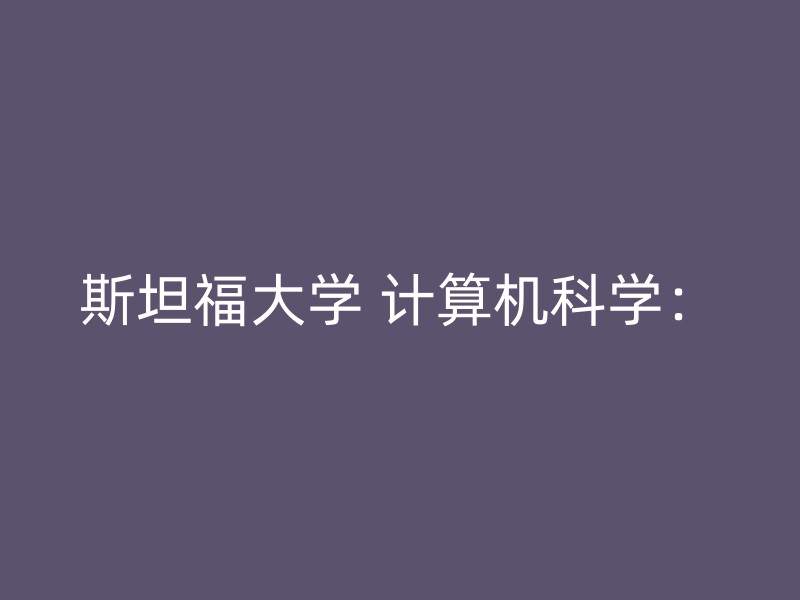 斯坦福大学 计算机科学：