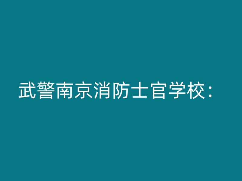 武警南京消防士官学校：